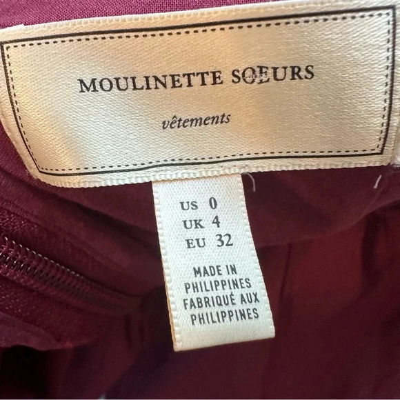 Anthropologie Moulinette Soeurs Ariana Lace Embroidered Sheath Dress Burgundy 0 - Picture 10 of 13